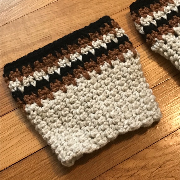 Black, Brown & Cream Boot Cuffs, Handmade - Picture 6 of 7